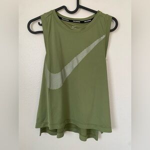 Nike Women's Olive Green Running Dri Fit Paint Speckled Tank Top